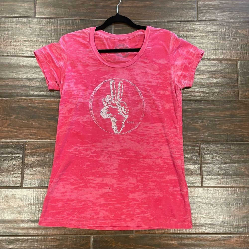 Africa Peace 2025 T Shirt Crew Neck Short Sleeve Red Size Large